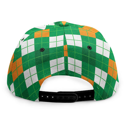 Saint Patrick's Day Argyle Pattern Print Snapback Cap