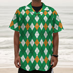 Saint Patrick's Day Argyle Pattern Print Textured Short Sleeve Shirt