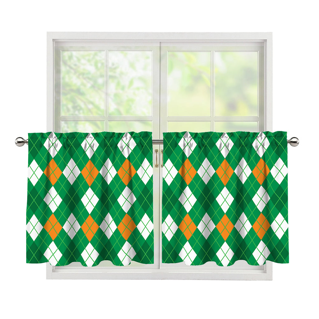 Saint Patrick's Day Argyle Pattern Print Tier Curtains
