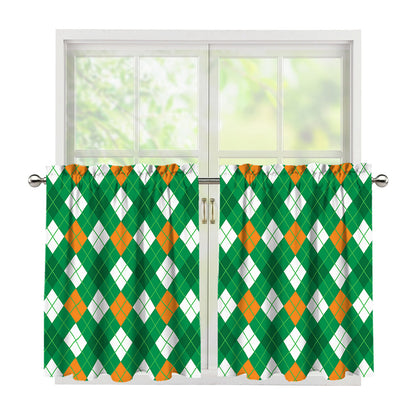 Saint Patrick's Day Argyle Pattern Print Tier Curtains