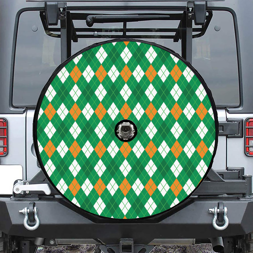 Saint Patrick's Day Argyle Pattern Print Tire Cover With Camera Hole