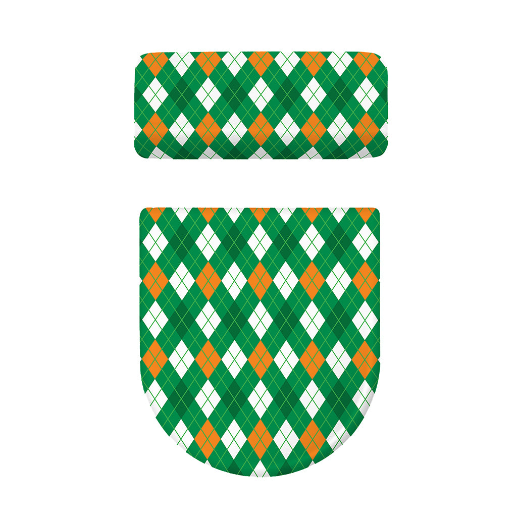 Saint Patrick's Day Argyle Pattern Print Toilet Lid And Tank Cover Set