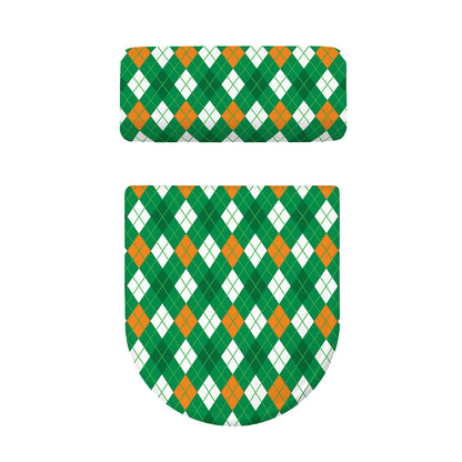 Saint Patrick's Day Argyle Pattern Print Toilet Lid And Tank Cover Set