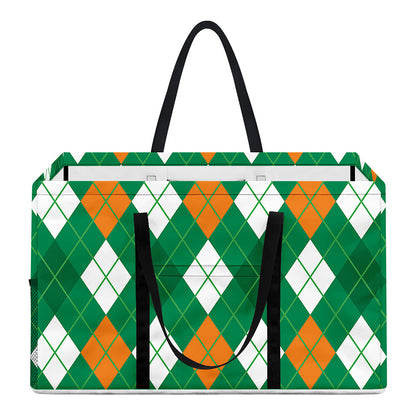 Saint Patrick's Day Argyle Pattern Print Utility Tote Bag