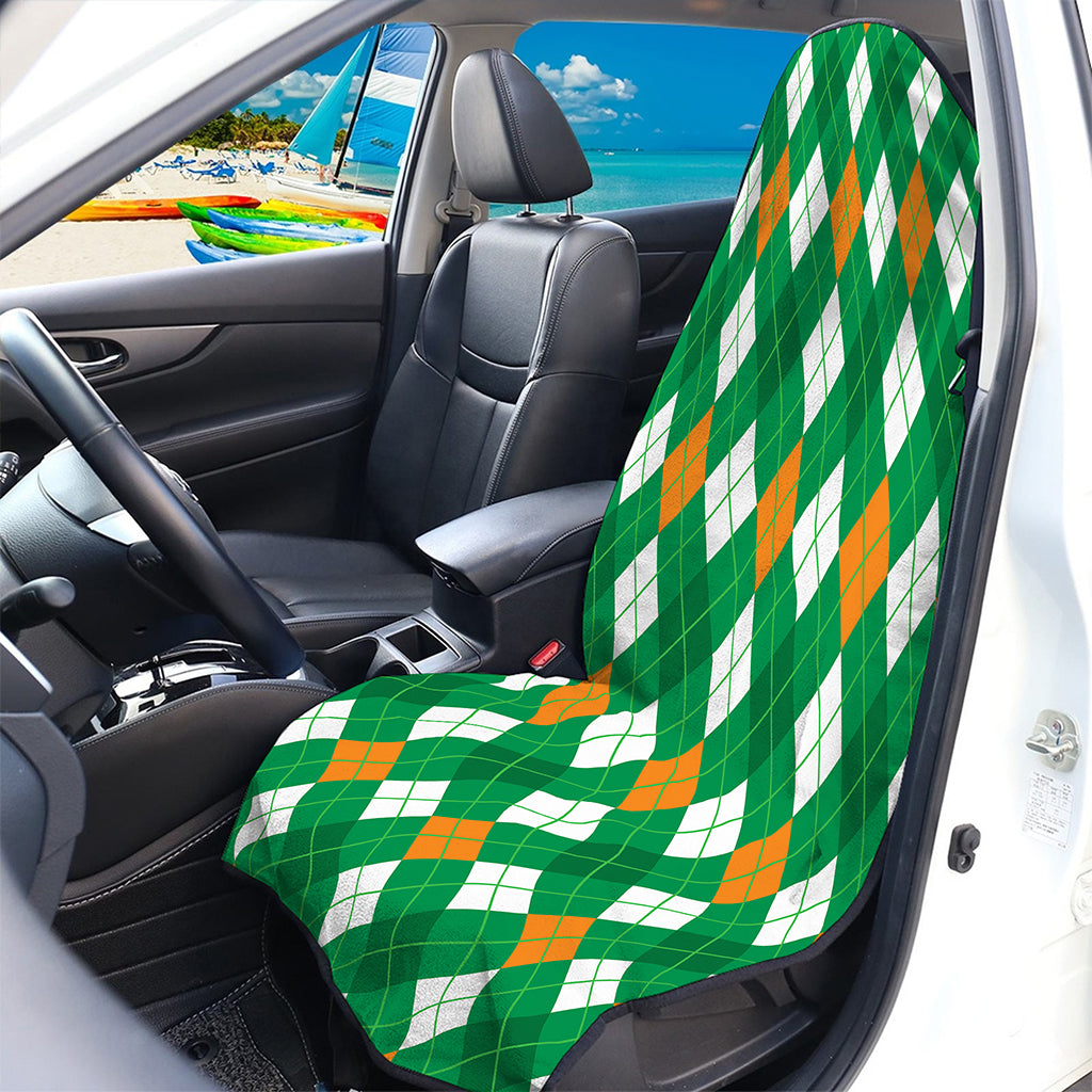 Saint Patrick's Day Argyle Pattern Print Waterproof Car Seat Cover