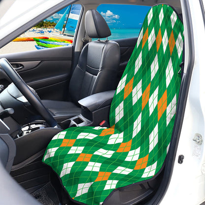 Saint Patrick's Day Argyle Pattern Print Waterproof Car Seat Cover