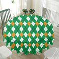 Saint Patrick's Day Argyle Pattern Print Waterproof Round Tablecloth