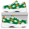Saint Patrick's Day Argyle Pattern Print White Chunky Shoes
