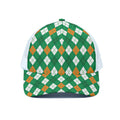 Saint Patrick's Day Argyle Pattern Print White Mesh Trucker Hat