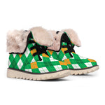 Saint Patrick's Day Argyle Pattern Print Winter Boots