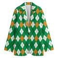 Saint Patrick's Day Argyle Pattern Print Women's Blazer