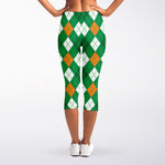Saint Patrick's Day Argyle Pattern Print Women's Capri Leggings