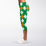 Saint Patrick's Day Argyle Pattern Print Women's Capri Leggings