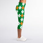 Saint Patrick's Day Argyle Pattern Print Women's Capri Leggings