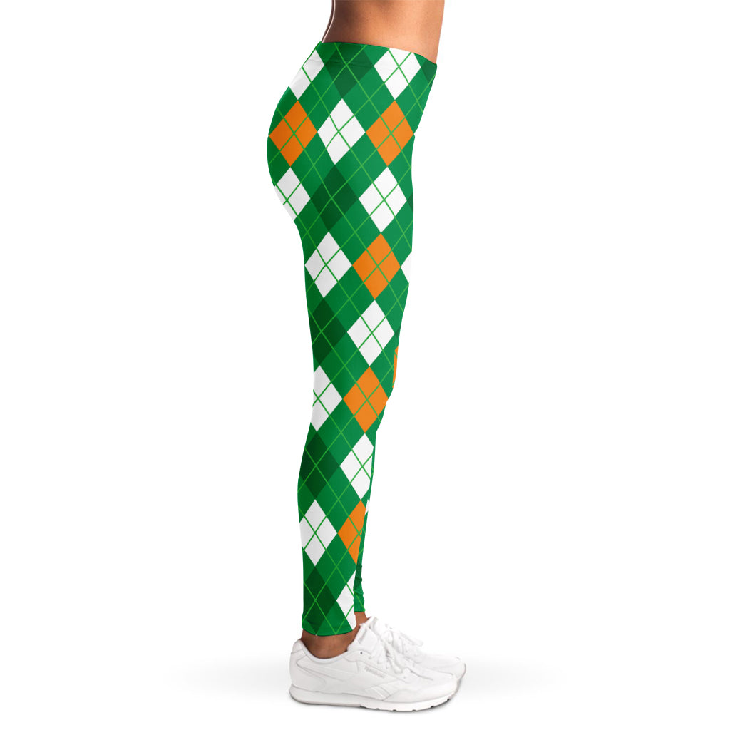 Saint Patrick's Day Argyle Pattern Print Women's Leggings
