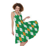 Saint Patrick's Day Argyle Pattern Print Women's Sleeveless Dress