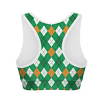 Saint Patrick's Day Argyle Pattern Print Women's Sports Bra