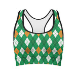 Saint Patrick's Day Argyle Pattern Print Women's Sports Bra