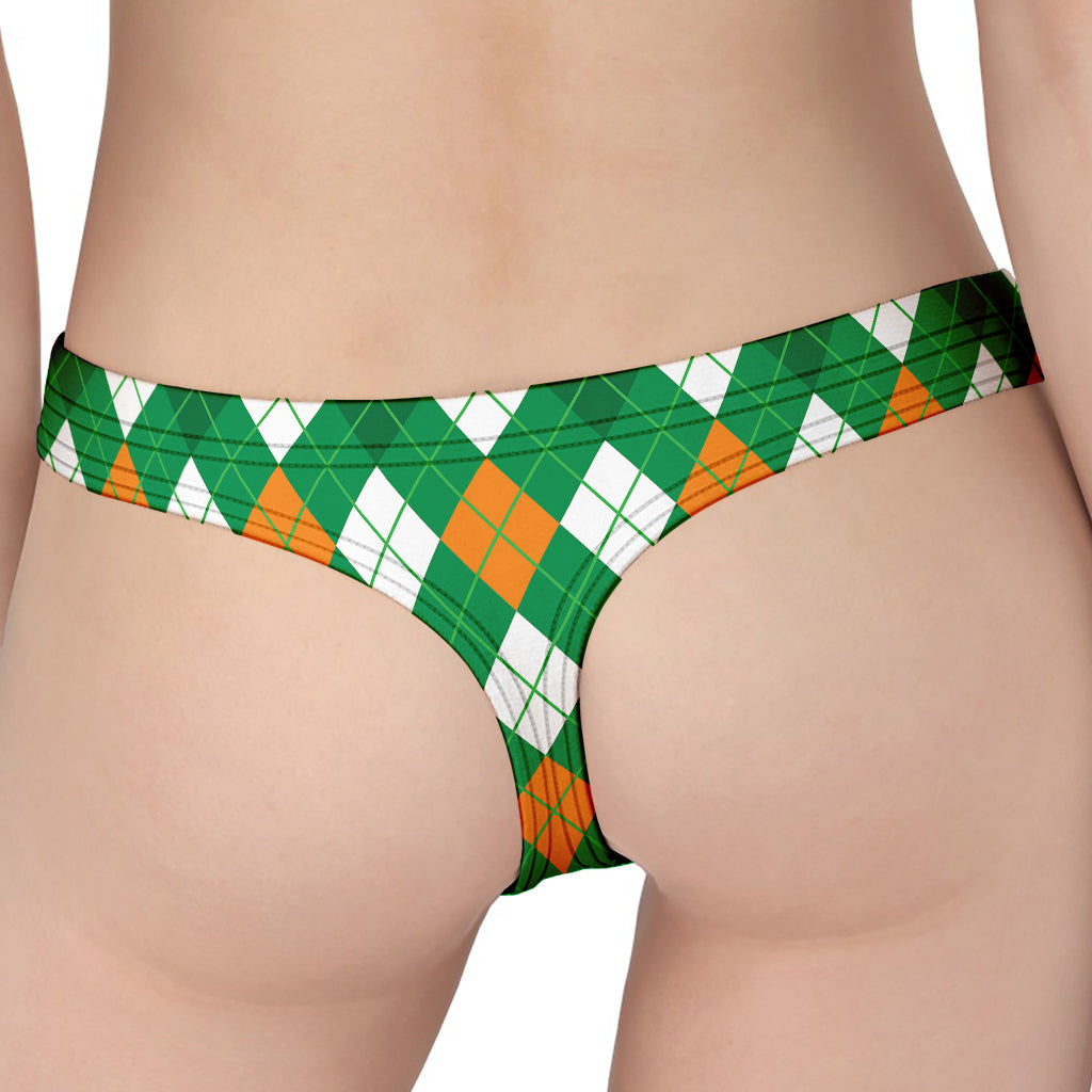 Saint Patrick's Day Argyle Pattern Print Women's Thong