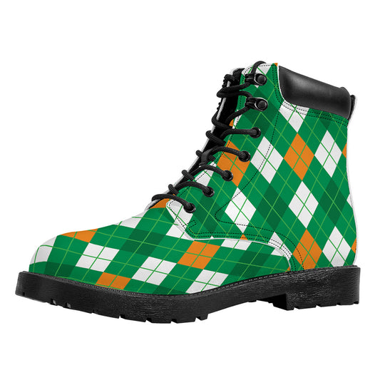 Saint Patrick's Day Argyle Pattern Print Work Boots