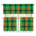 Saint Patrick's Day Buffalo Plaid Print 3 Piece Kitchen Curtains