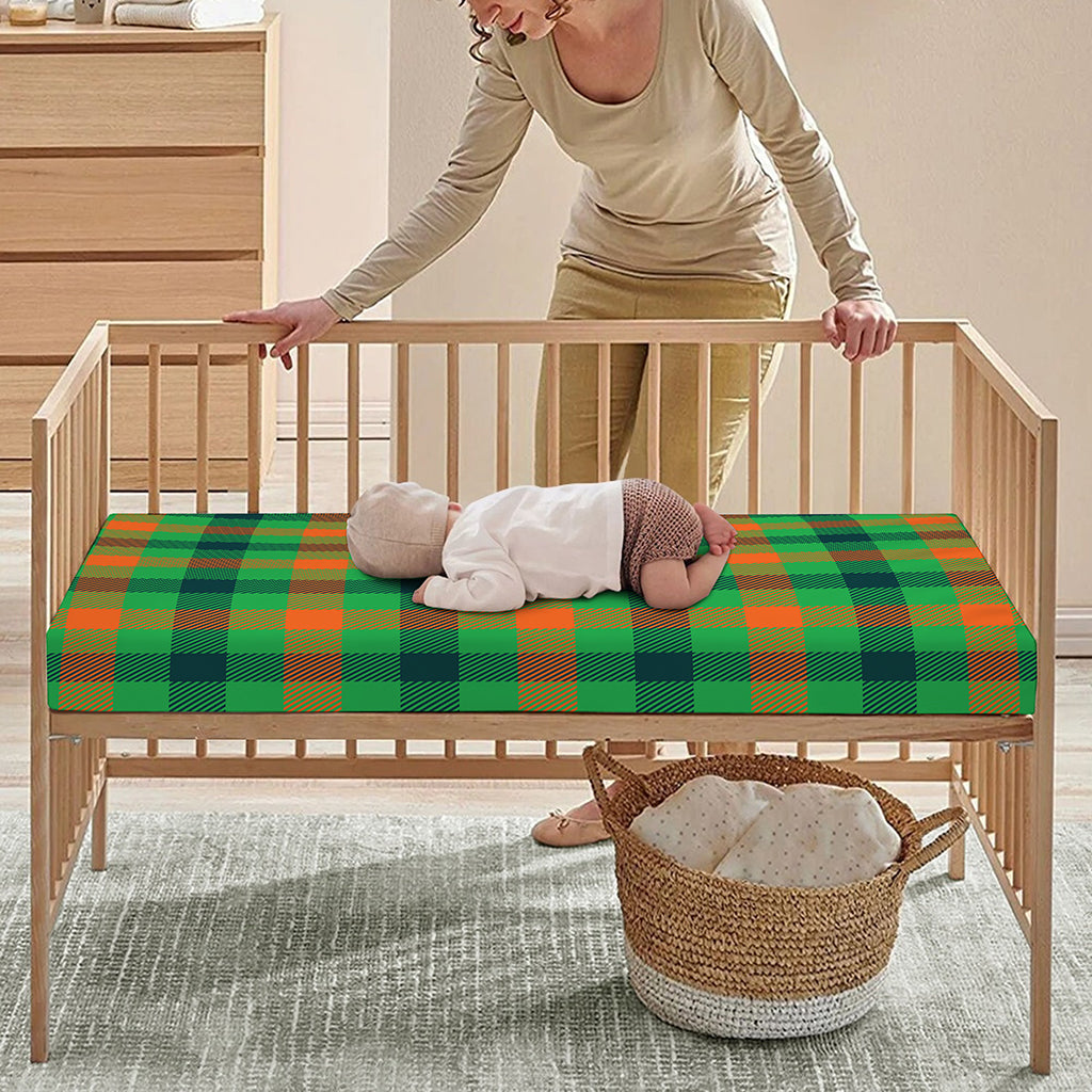 Saint Patrick's Day Buffalo Plaid Print Baby Crib Sheet
