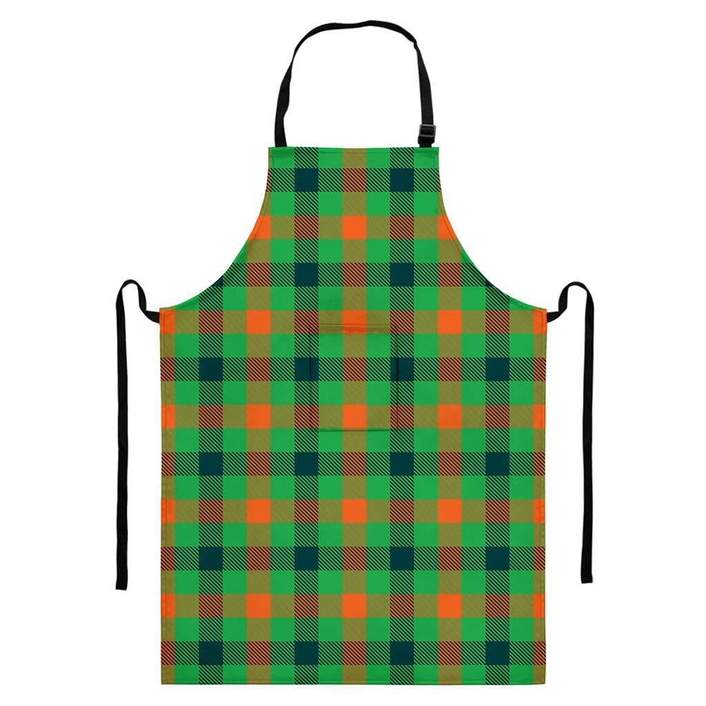 Saint Patrick's Day Buffalo Plaid Print Bib Apron With Pocket