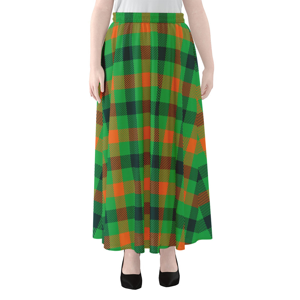 Saint Patrick's Day Buffalo Plaid Print Chiffon Maxi Skirt