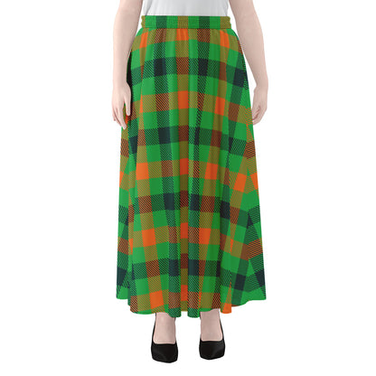 Saint Patrick's Day Buffalo Plaid Print Chiffon Maxi Skirt