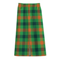 Saint Patrick's Day Buffalo Plaid Print Cotton Front Slit Maxi Skirt
