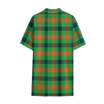 Saint Patrick's Day Buffalo Plaid Print Cotton Hawaiian Shirt
