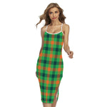 Saint Patrick's Day Buffalo Plaid Print Cross Back Cami Dress