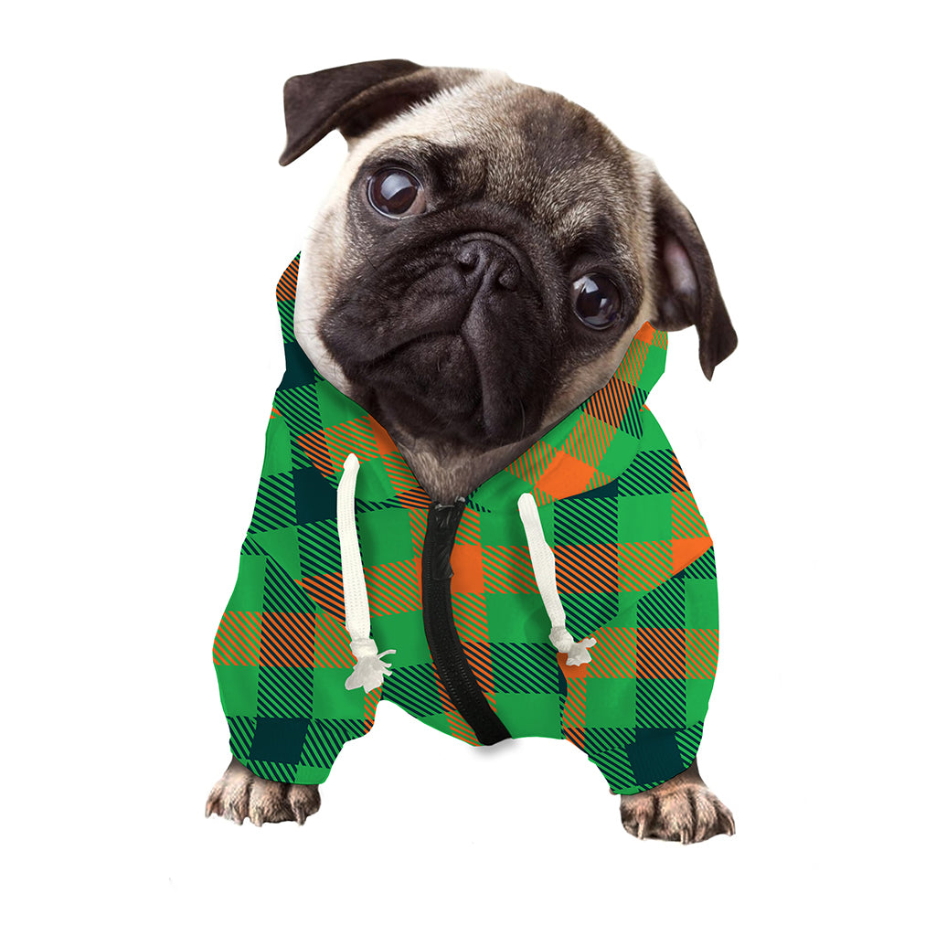 Saint Patrick's Day Buffalo Plaid Print Dog Zip Up Hoodie