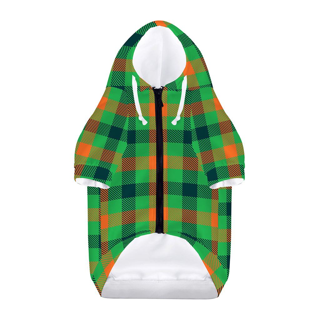 Saint Patrick's Day Buffalo Plaid Print Dog Zip Up Hoodie
