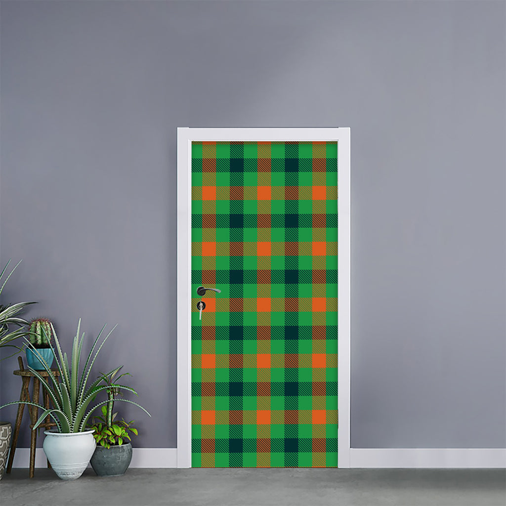 Saint Patrick's Day Buffalo Plaid Print Door Sticker