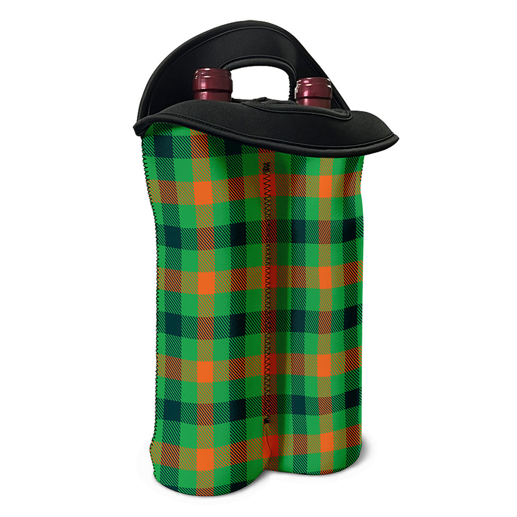Saint Patrick's Day Buffalo Plaid Print Double Neoprene Wine Tote