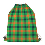 Saint Patrick's Day Buffalo Plaid Print Drawstring Bag