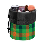 Saint Patrick's Day Buffalo Plaid Print Drawstring Makeup Bag