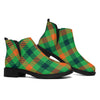 Saint Patrick's Day Buffalo Plaid Print Flat Ankle Boots