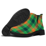 Saint Patrick's Day Buffalo Plaid Print Flat Ankle Boots