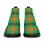 Saint Patrick's Day Buffalo Plaid Print Flat Ankle Boots