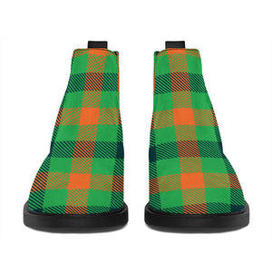 Saint Patrick's Day Buffalo Plaid Print Flat Ankle Boots