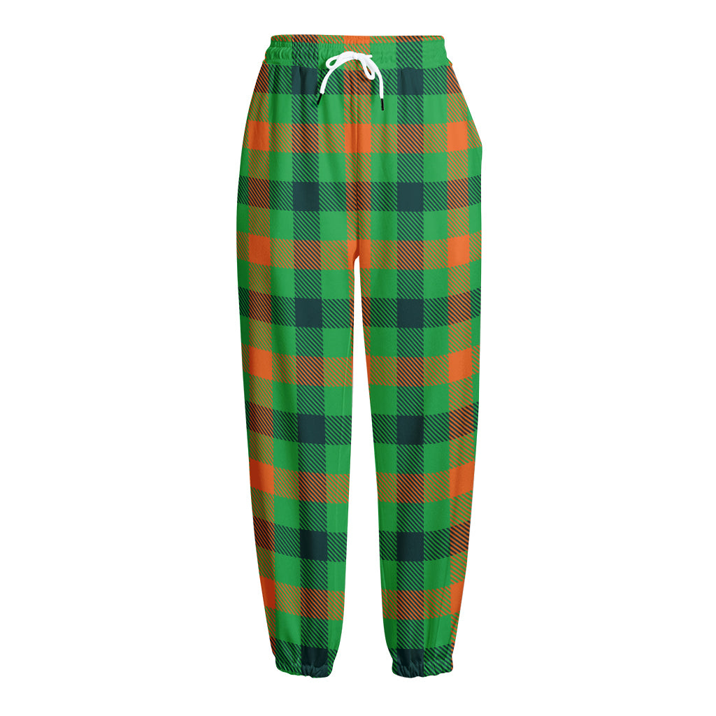Saint Patrick's Day Buffalo Plaid Print Fleece Lined Knit Pants