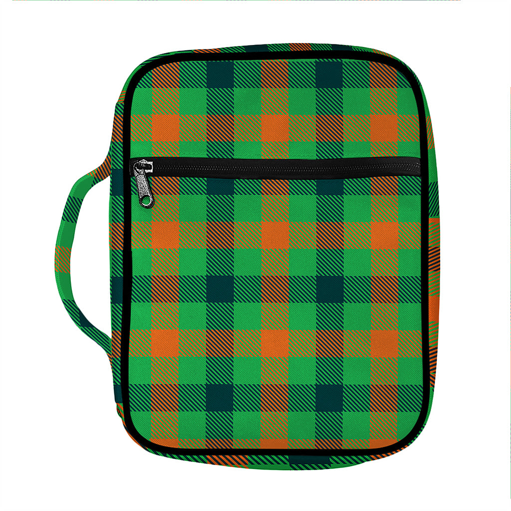 Saint Patrick's Day Buffalo Plaid Print Front Pocket Bible Bag