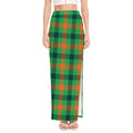 Saint Patrick's Day Buffalo Plaid Print High Slit Maxi Skirt