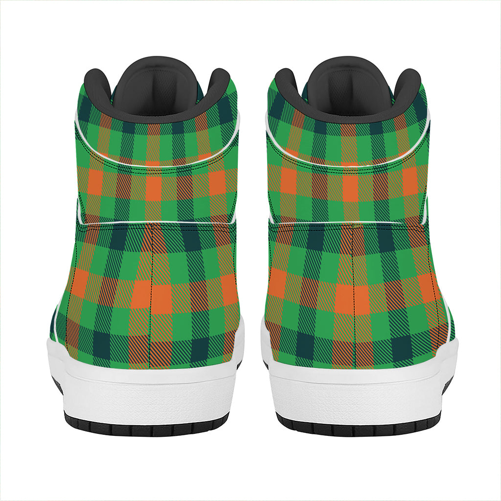 Saint Patrick's Day Buffalo Plaid Print High Top Leather Sneakers