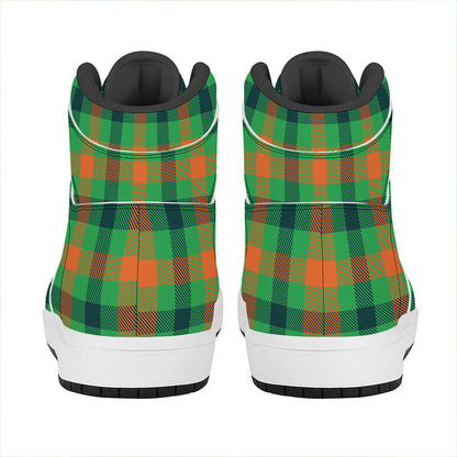 Saint Patrick's Day Buffalo Plaid Print High Top Leather Sneakers