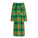 Saint Patrick's Day Buffalo Plaid Print Hooded Bathrobe