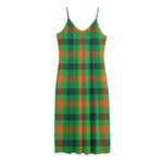 Saint Patrick's Day Buffalo Plaid Print Jersey Midi Cami Dress