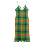 Saint Patrick's Day Buffalo Plaid Print Jersey Midi Cami Dress